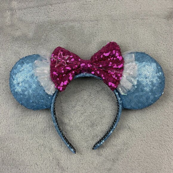 Disney Minnie Mouse Custom Made Sequins Ears Headband Adult Size - Picture 1 of 6